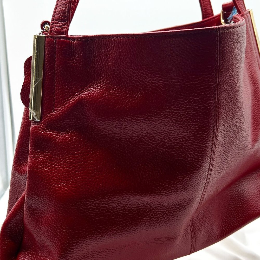 HESHE Leather Shoulder Hobo Red